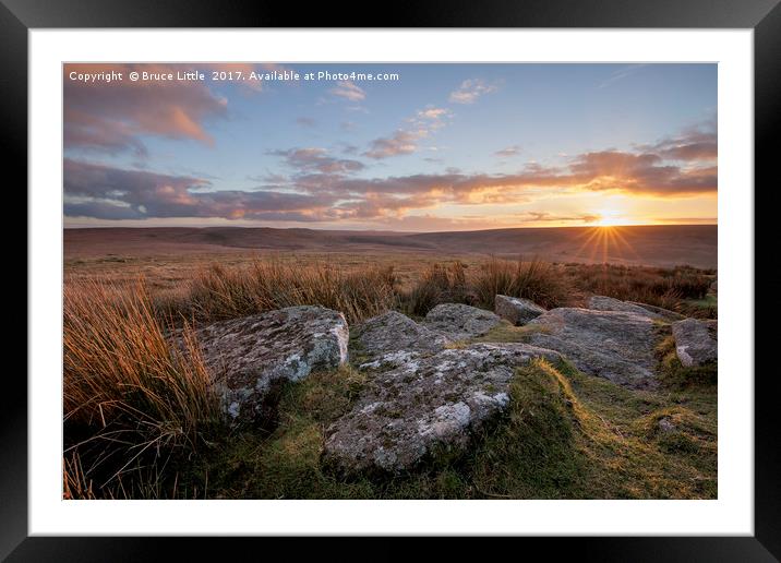 Sunset over Rocky Moorland Framed Mounted Print by Bruce Little