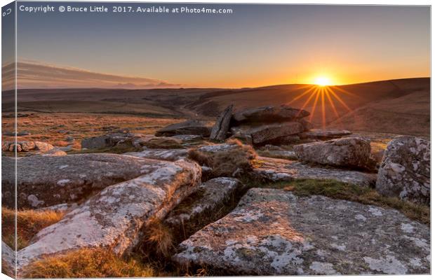 Sunset from Little Bee Tor, Dartmoor Canvas Print by Bruce Little