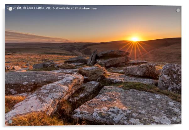 Sunset from Little Bee Tor, Dartmoor Acrylic by Bruce Little