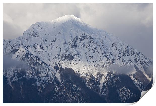 Snowy Alpine peak Print by Ian Middleton
