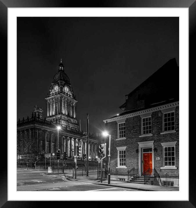 Leeds Town Hall at Night Framed Mounted Print by John Hall
