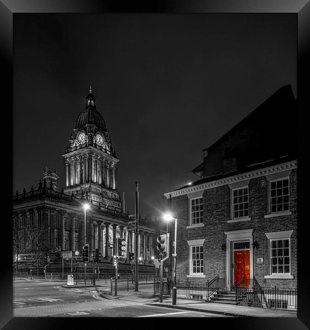 Leeds Town Hall at Night Framed Print by John Hall