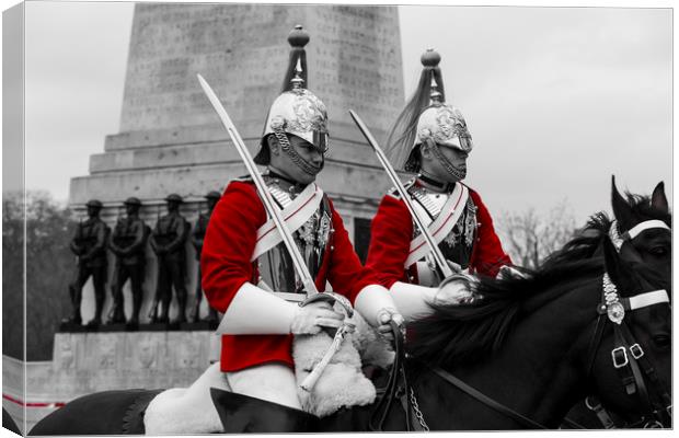 Household Cavalry Changing Of The Guard Canvas Print by David Pyatt