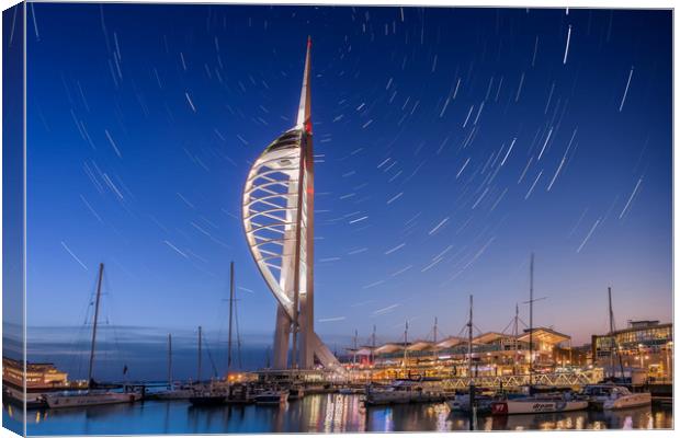 Spinnaker Tower With Star Trails Canvas Print by Wight Landscapes