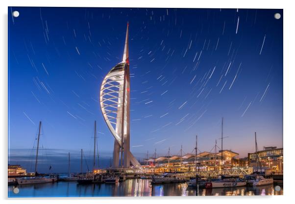 Spinnaker Tower With Star Trails Acrylic by Wight Landscapes