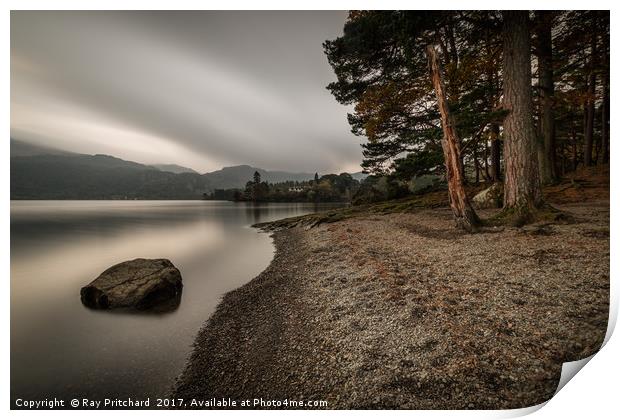 Overcast Day at Dewentwater Print by Ray Pritchard