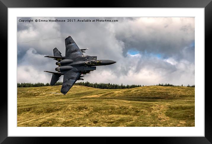 Strike Eagle F-15 through the Mach Loop Framed Mounted Print by Emma Woodhouse