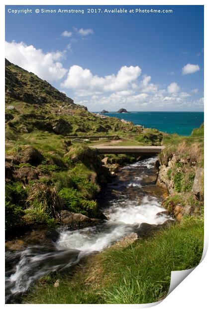 View of The Brisons, Porth Nanven Print by Simon Armstrong