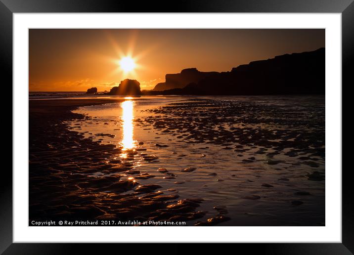 Sunrise at South Shields Beach Framed Mounted Print by Ray Pritchard