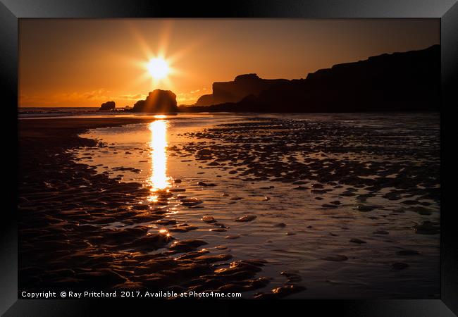 Sunrise at South Shields Beach Framed Print by Ray Pritchard