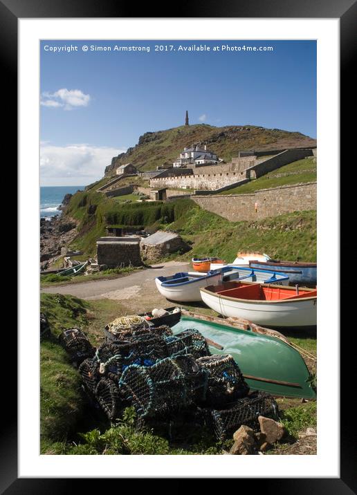 Fishing boats, Cape Cornwall Framed Mounted Print by Simon Armstrong