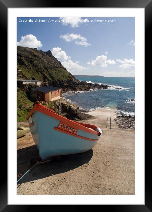 Fishing boat, Cape Cornwall Framed Mounted Print by Simon Armstrong