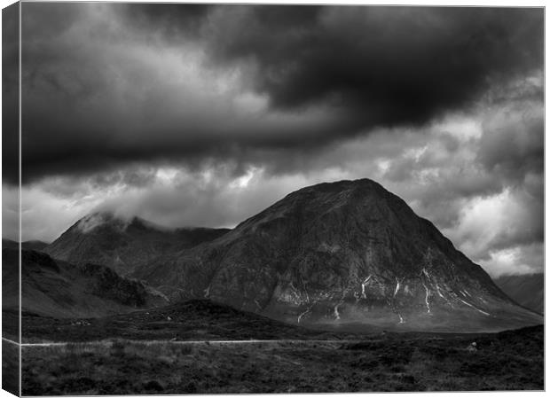 Moody Buachaille Etive Mor. Canvas Print by Tommy Dickson