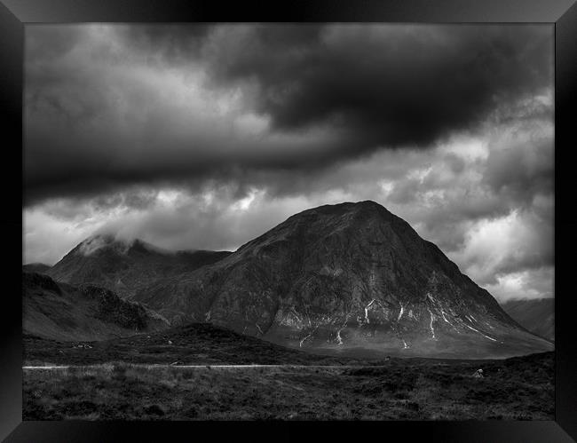 Moody Buachaille Etive Mor. Framed Print by Tommy Dickson