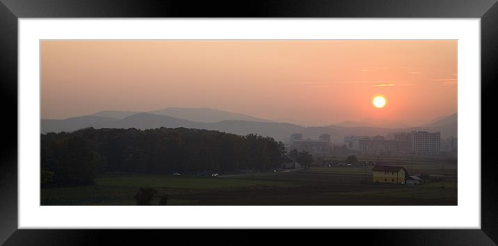 Sunset over Ljubljana, Slovenia Framed Mounted Print by Ian Middleton