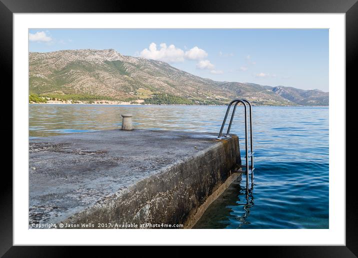 Steps down into the Peljesac Channel Framed Mounted Print by Jason Wells