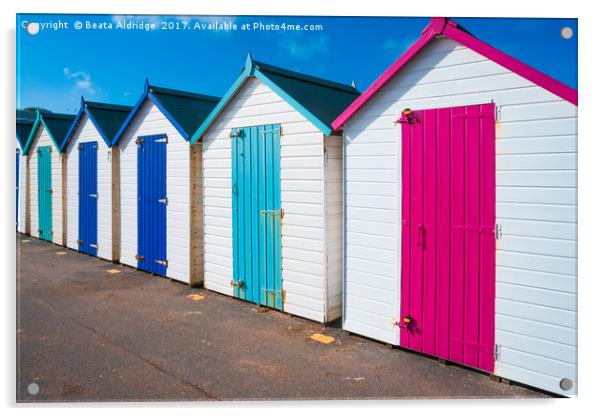 Colorful wooden beach huts Acrylic by Beata Aldridge