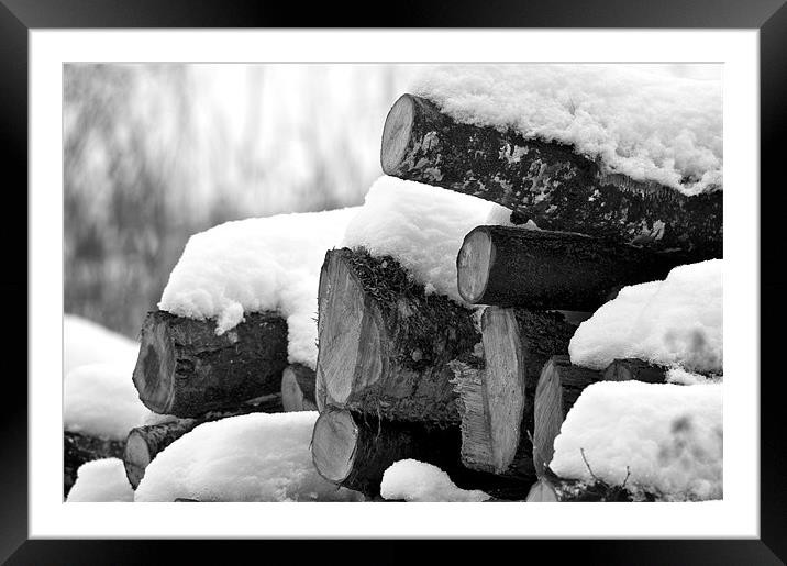 Winter Logs Framed Mounted Print by Robert Geldard