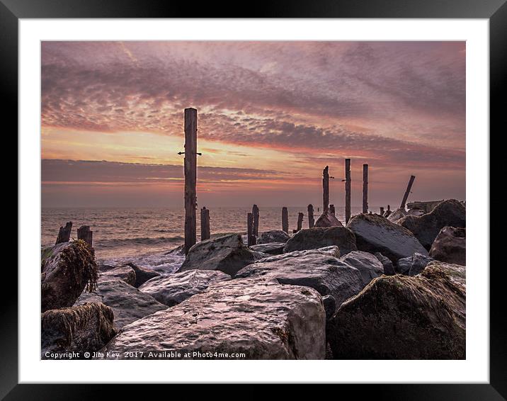 Happisburgh Beach Sunrise Norfolk Framed Mounted Print by Jim Key