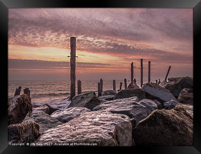 Happisburgh Beach Sunrise Norfolk Framed Print by Jim Key