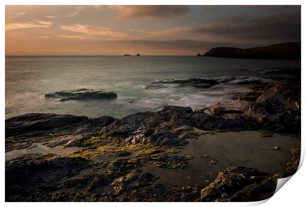 Golden hour at Booby's bay Cornwall Print by Eddie John