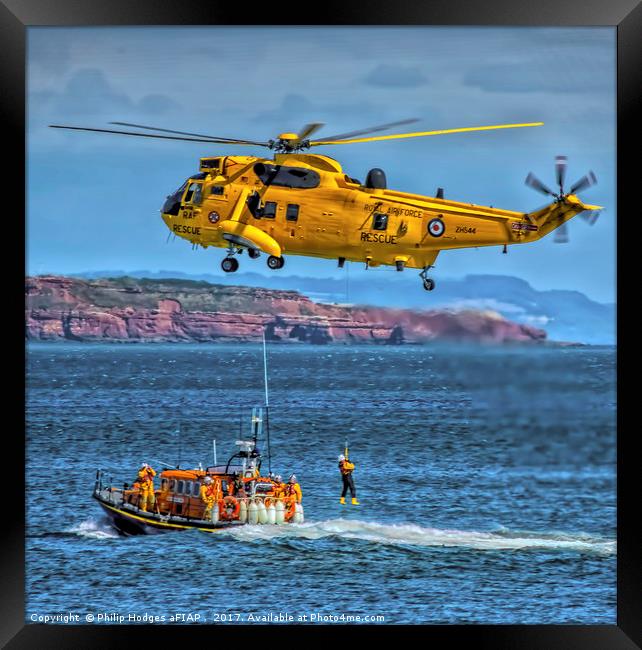 RNLI and RAF Rescue demonstration at Dawlish Airsh Framed Print by Philip Hodges aFIAP ,
