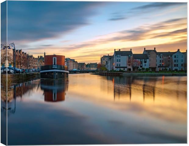 Colourful sunset over Leith Canvas Print by Miles Gray