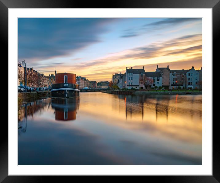 Colourful sunset over Leith Framed Mounted Print by Miles Gray