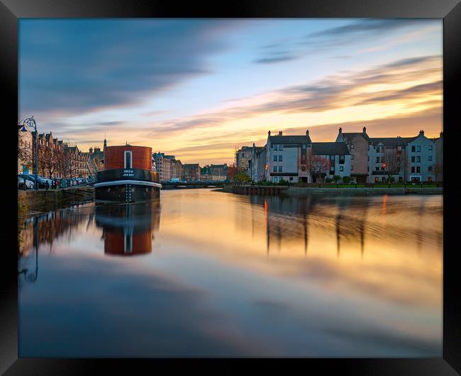 Colourful sunset over Leith Framed Print by Miles Gray