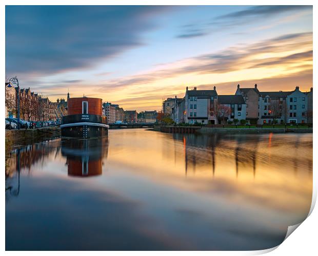 Colourful sunset over Leith Print by Miles Gray