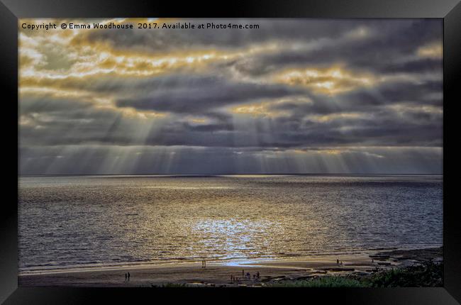 Southerndown Sun Rays Framed Print by Emma Woodhouse