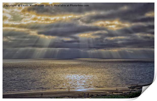 Southerndown Sun Rays Print by Emma Woodhouse