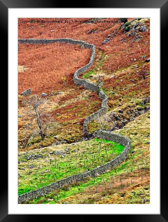 Lake District Fells Stone Wall Framed Mounted Print by Martyn Arnold