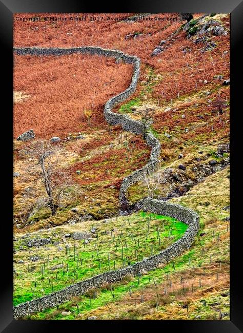 Lake District Fells Stone Wall Framed Print by Martyn Arnold