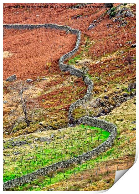 Lake District Fells Stone Wall Print by Martyn Arnold