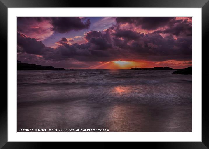 Vibrant Sunset Over Trearddur Bay Framed Mounted Print by Derek Daniel