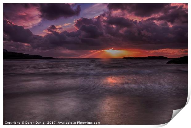 Vibrant Sunset Over Trearddur Bay Print by Derek Daniel