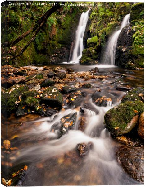 Enchanting Twin Waterfalls in Dartmoor Canvas Print by Bruce Little