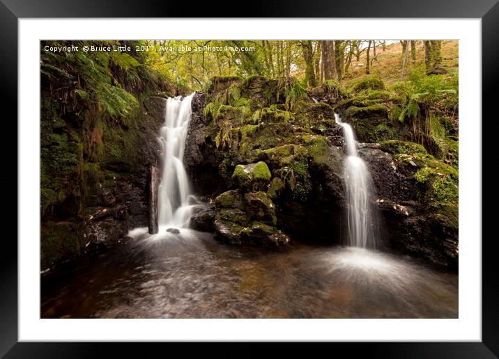 Twin waterfalls on the Venford Brook, Dartmoor Framed Mounted Print by Bruce Little