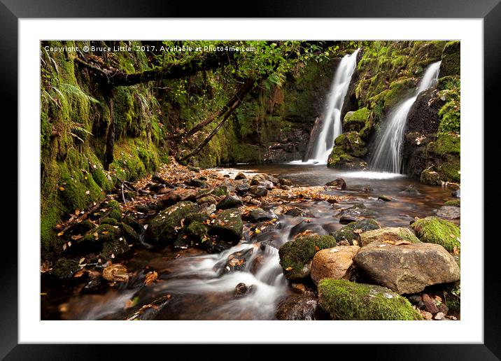 Enchanting Twin Waterfalls in Dartmoor Framed Mounted Print by Bruce Little