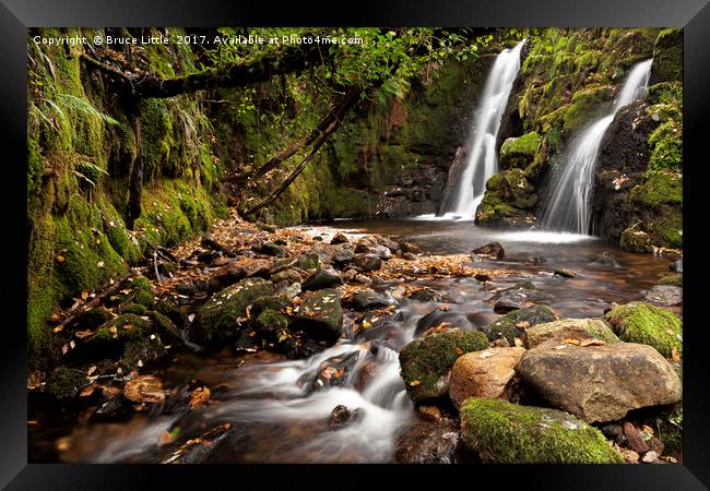 Enchanting Twin Waterfalls in Dartmoor Framed Print by Bruce Little