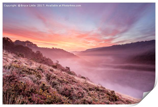 Spectacular dawn in the Teign Valley, Dartmoor Print by Bruce Little