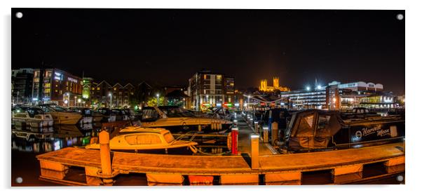 Lincoln and the Brayford Pool at night Acrylic by Andrew Scott