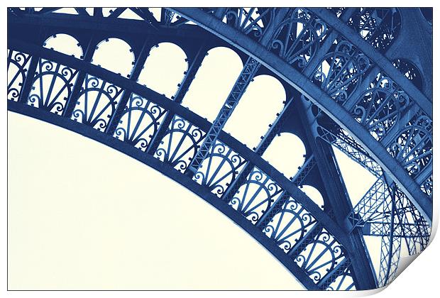 Eiffel Tower in Blue Print by Lucy Antony