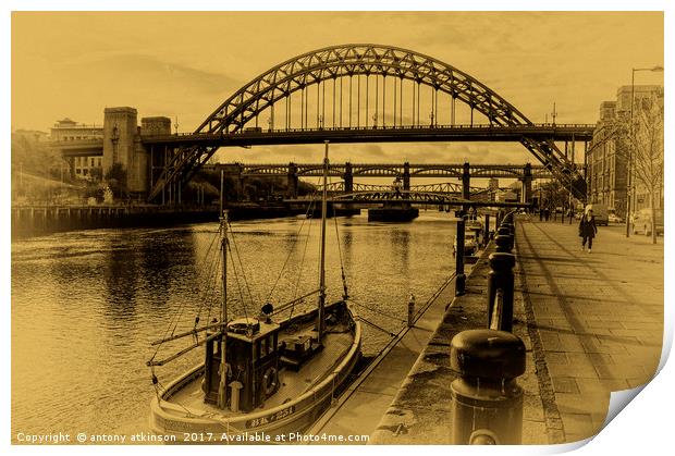 Newcastle Quayside Print by Antony Atkinson