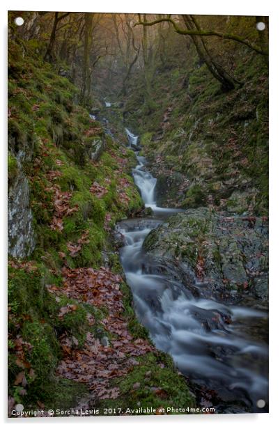 Dolfolau Magical Waterfall, Elan Valley Acrylic by Sorcha Lewis