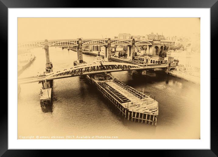 Newcastle in Black and White Framed Mounted Print by Antony Atkinson