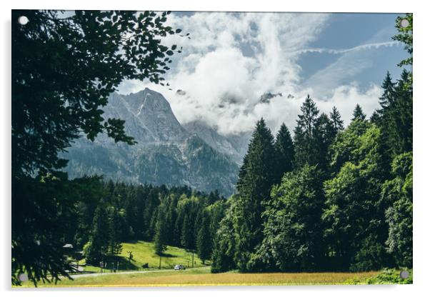 Zugspitze In Clouds Acrylic by Patrycja Polechonska