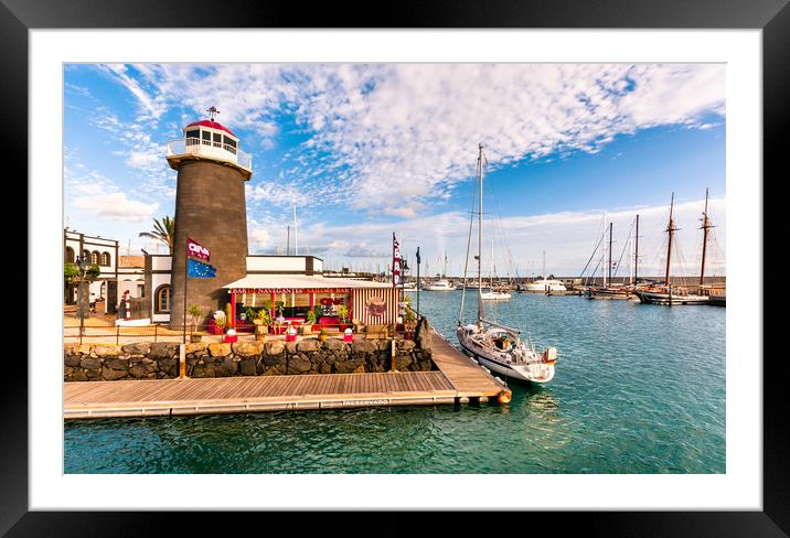 Playa Planca Lighthouse Cafe Framed Mounted Print by Naylor's Photography