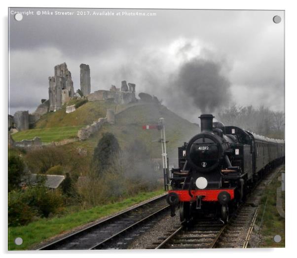 Arriving at Corfe Castle Acrylic by Mike Streeter